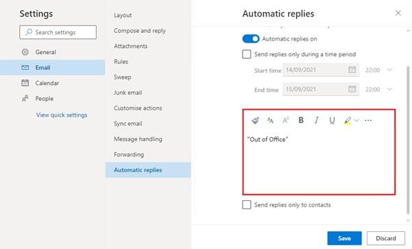 Outlook Out of Office from Outlook Mobile